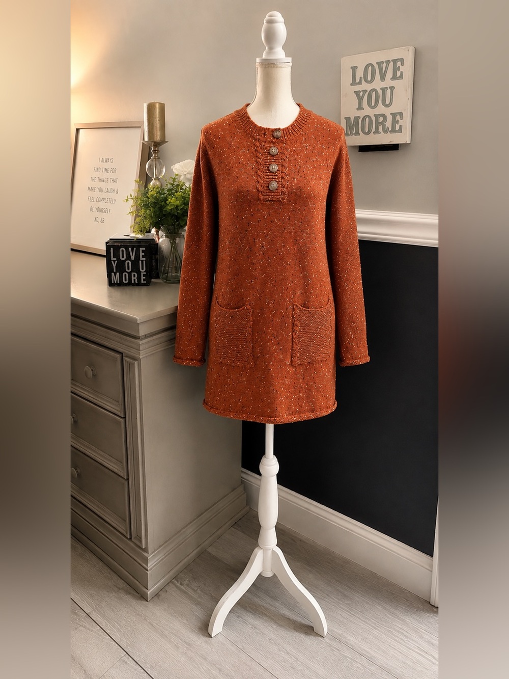 SHEIN Rust Speckled Sweater Tunic M